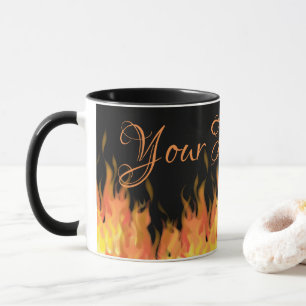 Personalized Flames Black & Orange Mug