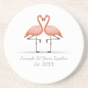 Personalized Flamingo X Years Together Anniversary Coaster