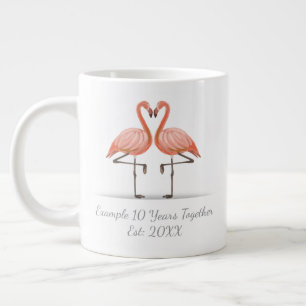 Personalized Flamingo X Years Together Anniversary Large Coffee Mug