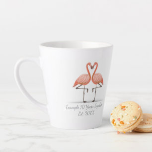 Personalized Flamingo X Years Together Anniversary Latte Mug
