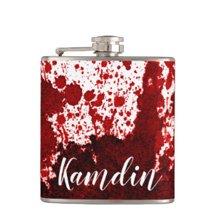 Personalized Flask Blood Splatter Vampire Gothic