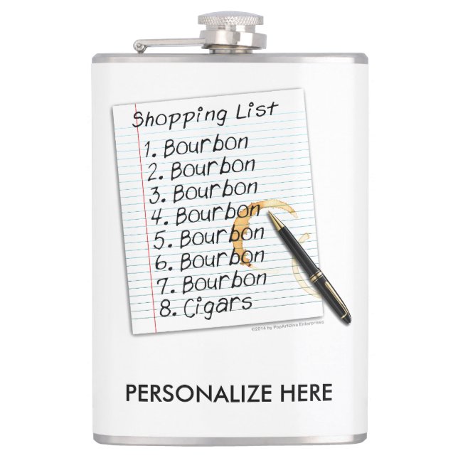PERSONALIZED FLASK - BOURBON LOVERS SHOPPING LIST (Front)