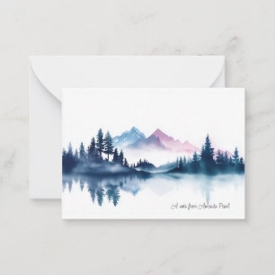 Personalized Flat Note Cards Watercolor Mountains