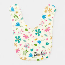 Personalized Floral Baby Bib