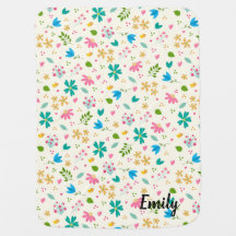 Personalized Floral Baby Blanket