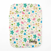 Personalized Floral Baby Burp Cloth