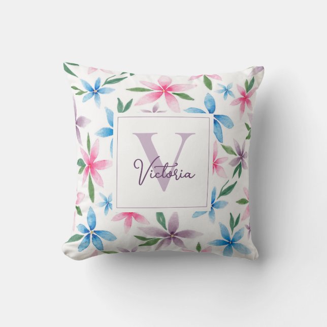 Personalized Floral Cushion (Front)