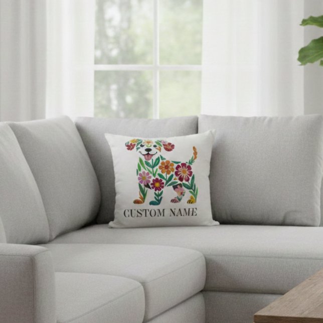 Personalized Floral Dog Pillow Custom Name (Creator Uploaded)