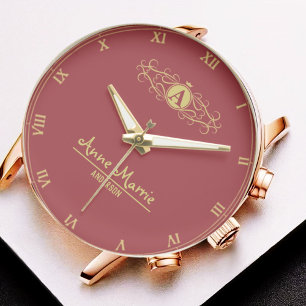 Personalized Floral Elegant Custom Name Monogram Watch