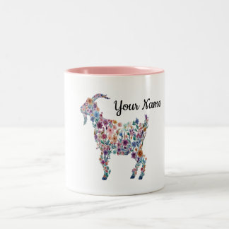 PERSONALIZED Floral Goat Mug Botanical Farm Animal