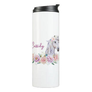 Personalized Floral Horse  Thermal Tumbler