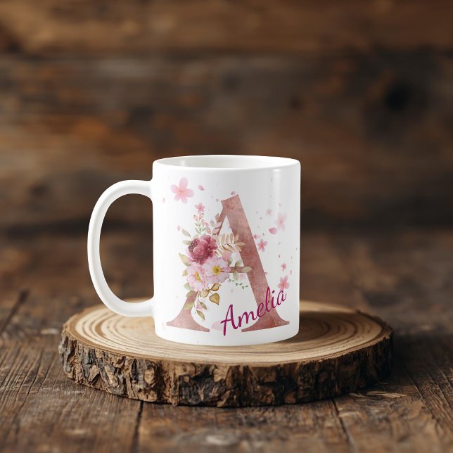 Personalized Floral Initial Mug - Letter A (Creator Uploaded)