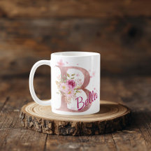 Personalized Floral Initial Mug – Letter B