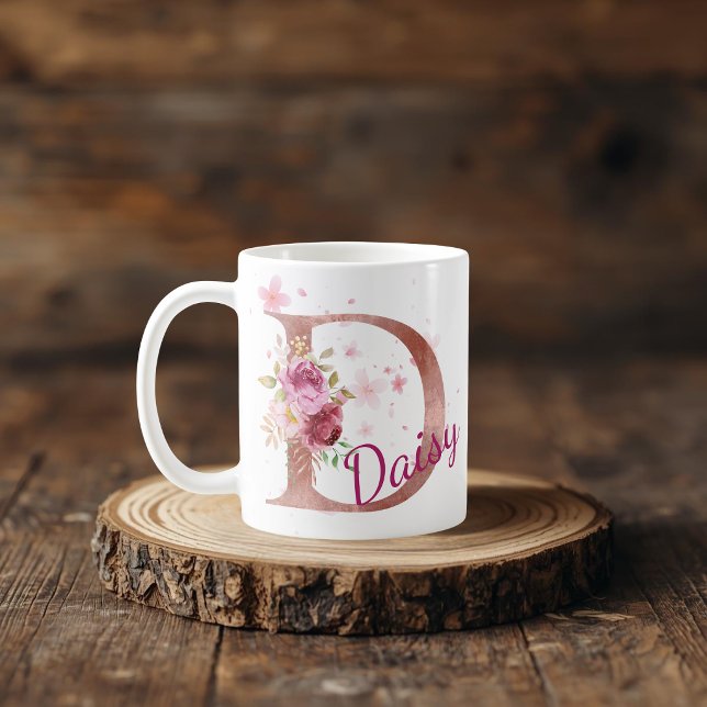 Personalized Floral Initial Mug – Letter D (Creator Uploaded)