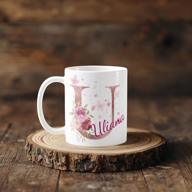 Personalized Floral Initial Mug – Letter U (Creator Uploaded)