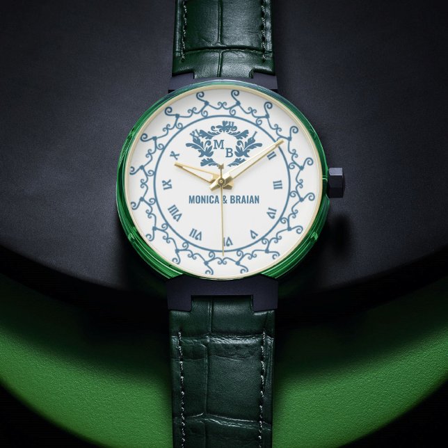 Personalized Floral Initials Custom Wedding Gift Watch (Creator Uploaded)