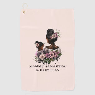 Personalized Floral Mom and Baby (2) Golf Towel