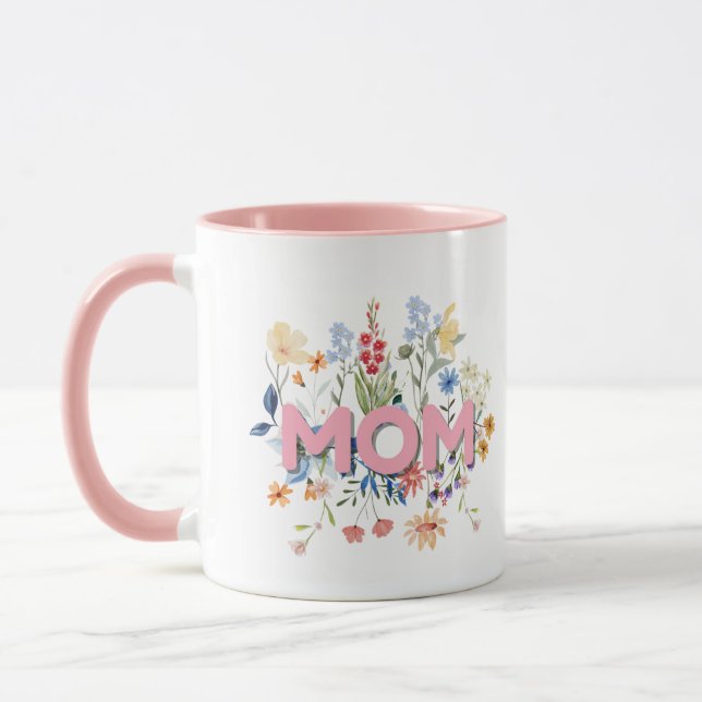 Personalized Floral Mom Mug – Mother’s Day Gift  (Left)
