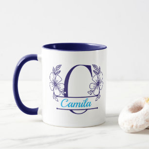 Personalized Floral Monogram Letter C Mug - Custom