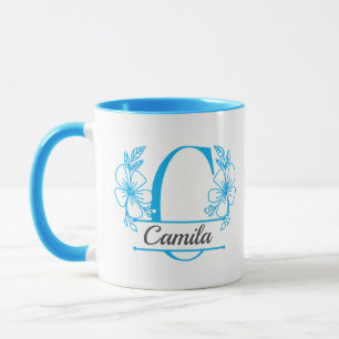 Personalized Floral Monogram Letter C Mug - Custom