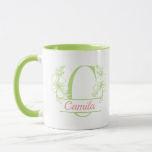 Personalized Floral Monogram Letter C Mug - Custom