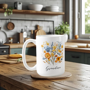 Personalized Floral Mug for Grandma with Love