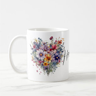 Personalized floral mug with a name and blossoming