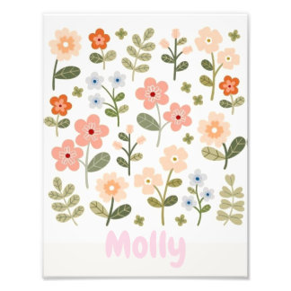 Personalized Floral Name Poster for Girls