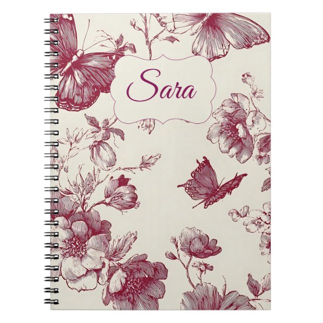 Personalized Floral Notebook – Custom Name (Front)