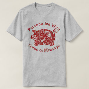 PERSONALIZED Floral Pattern Pig T-Shirt