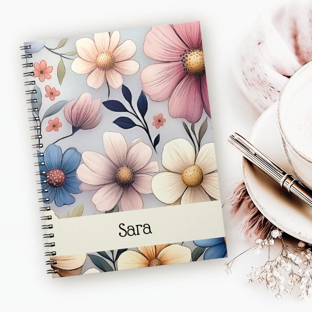 Personalized Floral Spiral Notebook (Creator Uploaded)
