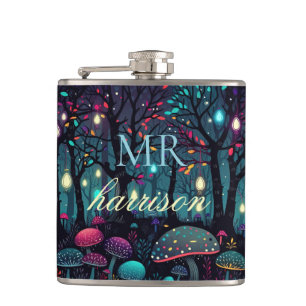Personalized Floral Spray Fantasy Art Flask