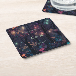 Personalized Floral Spray Fantasy Art Square Paper Coaster