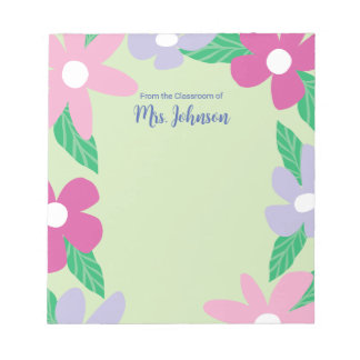 Personalized Floral Teacher Notepad