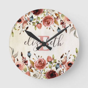 Personalized Floral Wall Clock