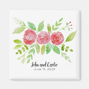 Personalized Floral Wedding Party Favor Magnet