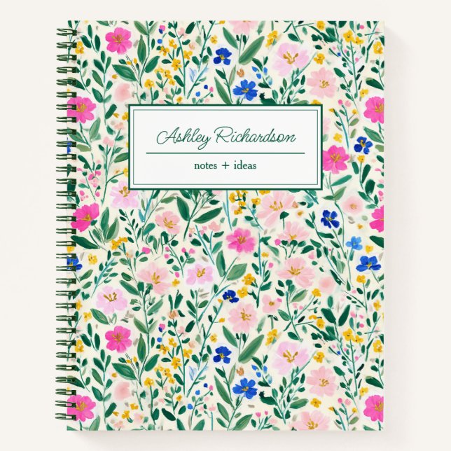 Personalized Floral Wildflower Notebook (Front)
