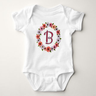 Personalized Floral Wreath Custom Name Botanical  Baby Bodysuit