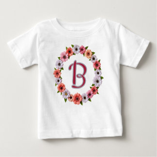 Personalized Floral Wreath Custom Name Botanical  Baby T-Shirt