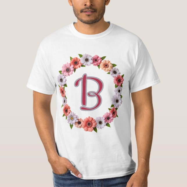 Personalized Floral Wreath Custom Name Botanical  T-Shirt (Front)