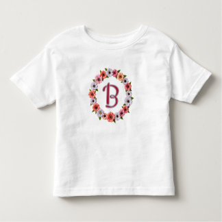 Personalized Floral Wreath Custom Name Botanical  Toddler T-Shirt
