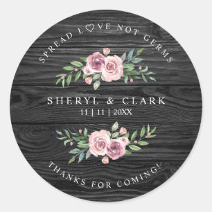 Personalized Floral Wreath Wedding Sanitizer Gel Classic Round Sticker