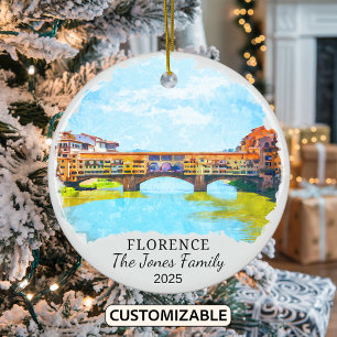 Personalized Florence Ornament, Italy Gift Ceramic Ornament