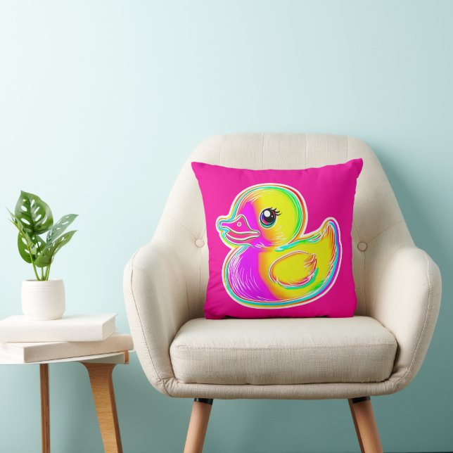 Personalized Flourescent Rubber Duck Throw Pillow (Chair)