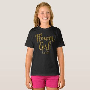 Personalized Flower Girl Tshirt   Gold Foil Print