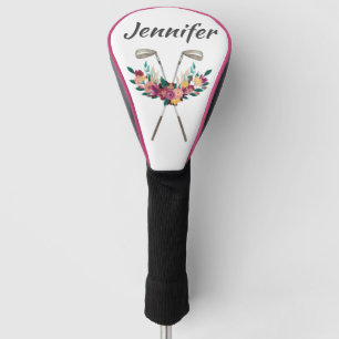 Personalized Flowers with Clubs Womens Driver Golf Head Cover