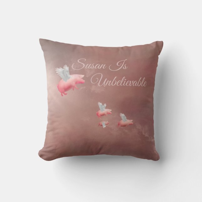 Personalized Flying Pig Cushion (Front)