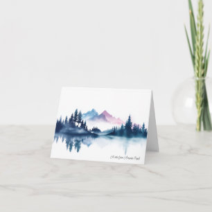 Personalized Folded Note Card Watercolor Mountains