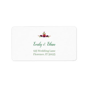 Personalized Folk Floral Wedding Greenery Design Label