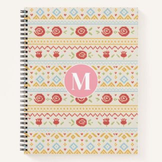 Personalized Folk Nordic Boho Floral Pattern Notebook